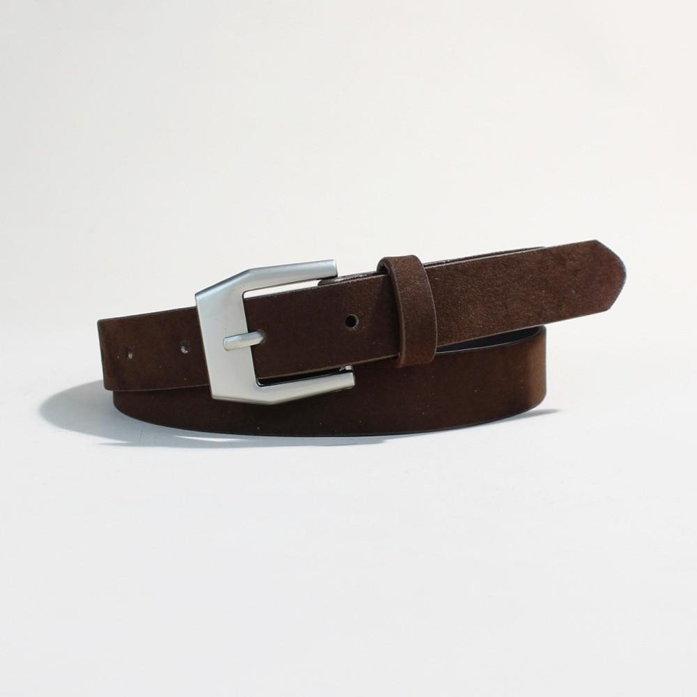Luxury Design Suede Leather Belt Pin Buckle Vintage Women Waist Belt Versatile Retro Frosted Thin Waistband Jeans Decoration