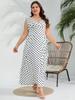Aesthetic Vintage Loose Plus Size Sling Dress Women Fashion Casual Slim Polka Dot V Neck Dresses Female Design Sleeveless Off Shoulder Clothing Lady