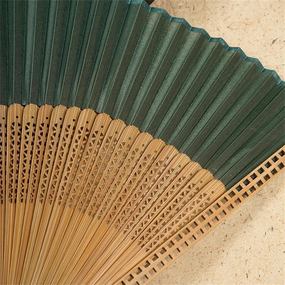 With Tassel Chinese Folding Fan Retro Antiquity Folding Fans Carved Bamboo Folding Fan  Gift