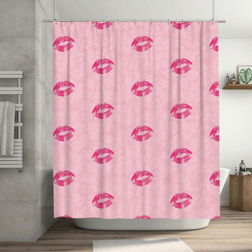Pink Pattern Shower Curtain Waterproof Home Decor Bathroom Accessories
