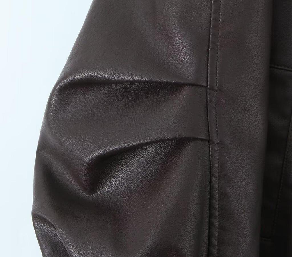 2025 Spanish Lamb Bubble Leather Double-Layer PU Motorcycle Jacket