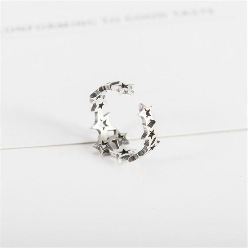 New Arrival Popular Retro Star 925 Sterling Silver Jewelry Creative Hollow Stars Personality Simple Opening Rings TYB008