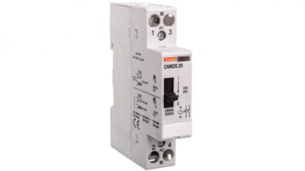 Modular Contactor with Manual Control Lever 20A 2Z Coil 220-230 VAC/DC CNM2020220