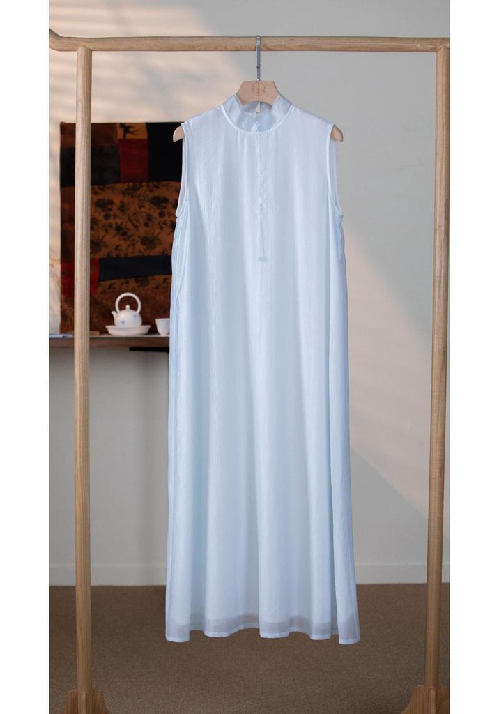 New Chinese Style Tencel Zen Retro Sleeveless Tea Dress for Spring-Summer