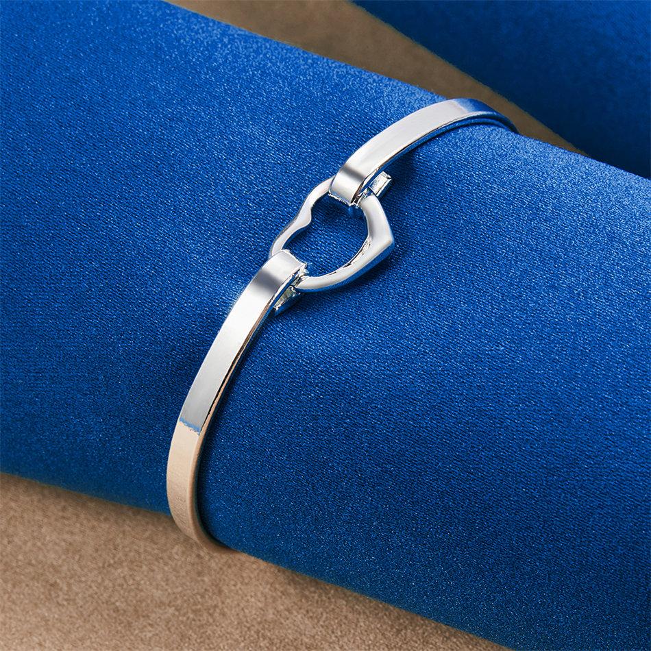 Elegant 925 Sterling Silver Exquisite Heart-shaped Bracelet, Women's Fashion Party Jewelry, Wedding Accessories