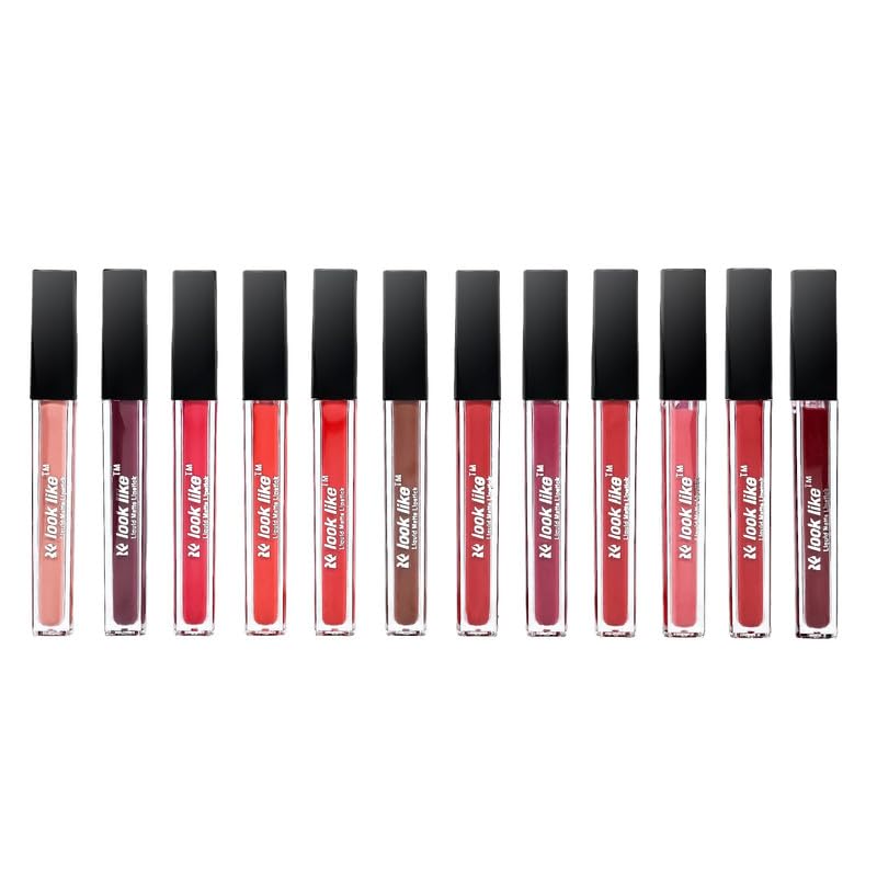 LOOKLIKE |Mate Liquid Lipstick Kit Set of 12 Piece Different Colour Lip Hydrating & Moisturizing, Lipstick For Woman Suitable All Indian Tones &