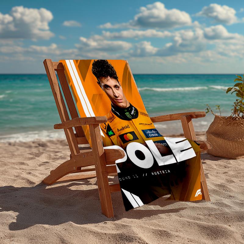 Ultra-Soft Beach Towel with Lando Norris Theme,Ideal for Pool - Camping, Diving - Perfect Travel Essential, Vibrant Beach Towel.