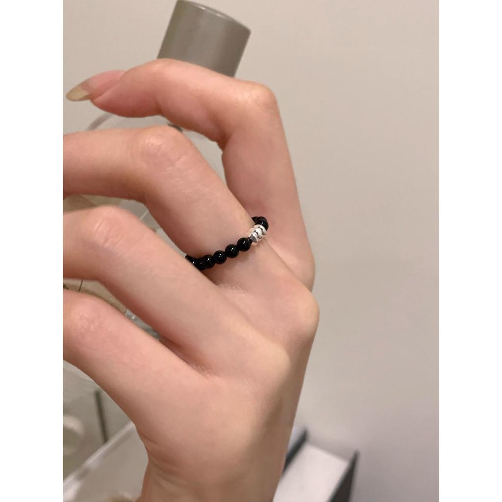 Black Adjustable Versatile Agate Ring For Women With A Touch Of Vintage Charm