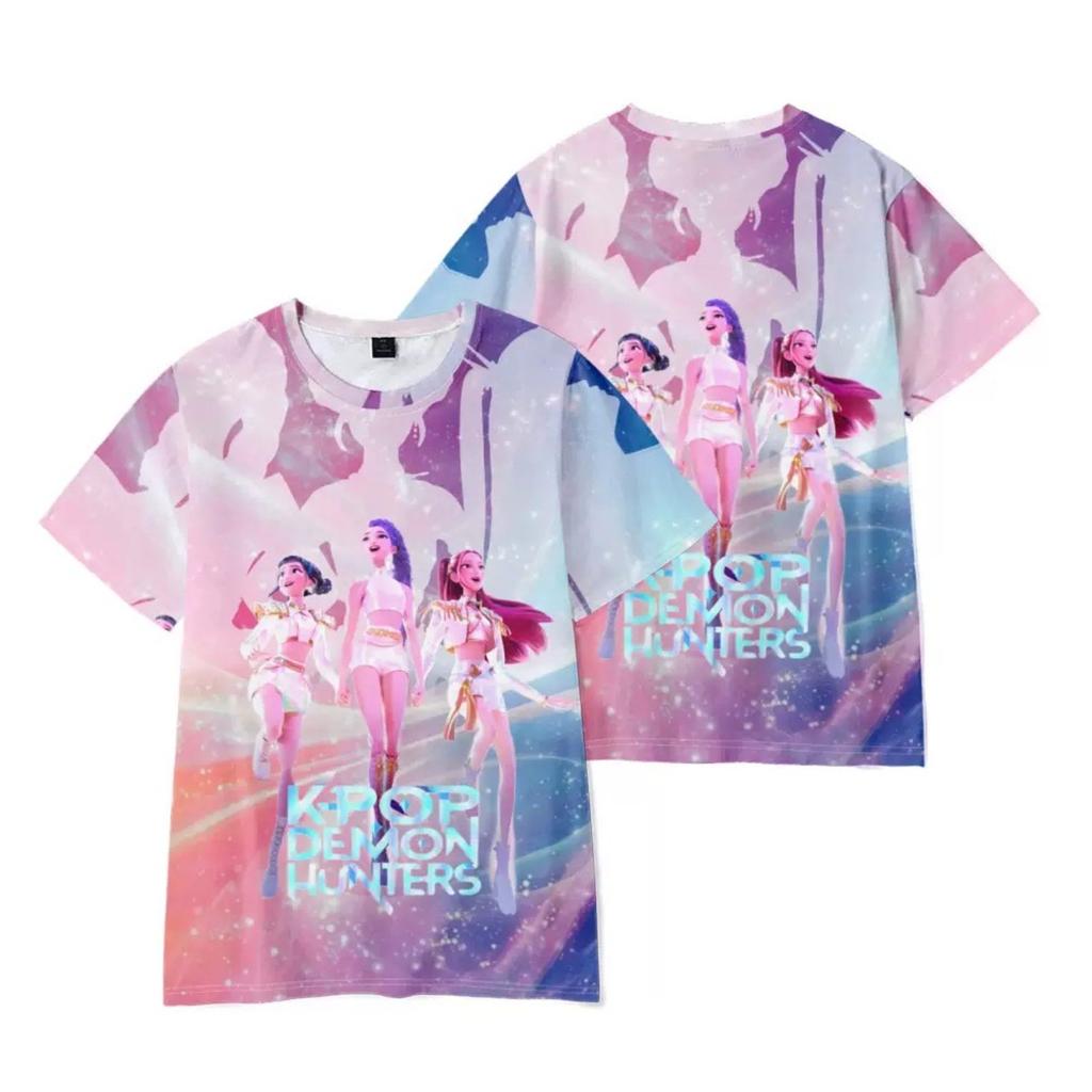 Kids T-shirts KPop Demon Hunters 3D Print Anime Children's Short Sleeve T-shirt