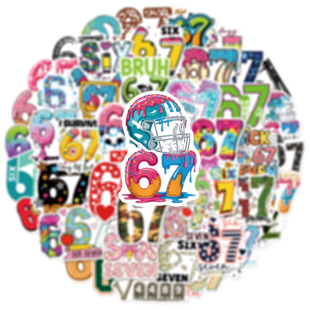 100PCS Cartoon Fun Numbers 6-7 Graffiti Stickers Waterproof for Luggage Water Cups Scooter