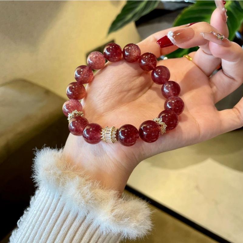 Starlight Pigeon Blood Red Crystal Bracelet Gift – Cherry Strawberry Design for Best Friend's Birthday, Inspired by Xiaohongshu Style.