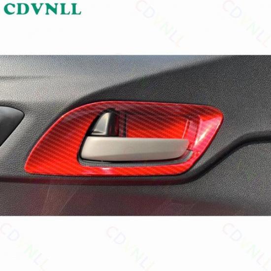 Inner Door Handle Bowl Panel Cover For Honda Fit/Jazz 2014- Red Carbon Fiber