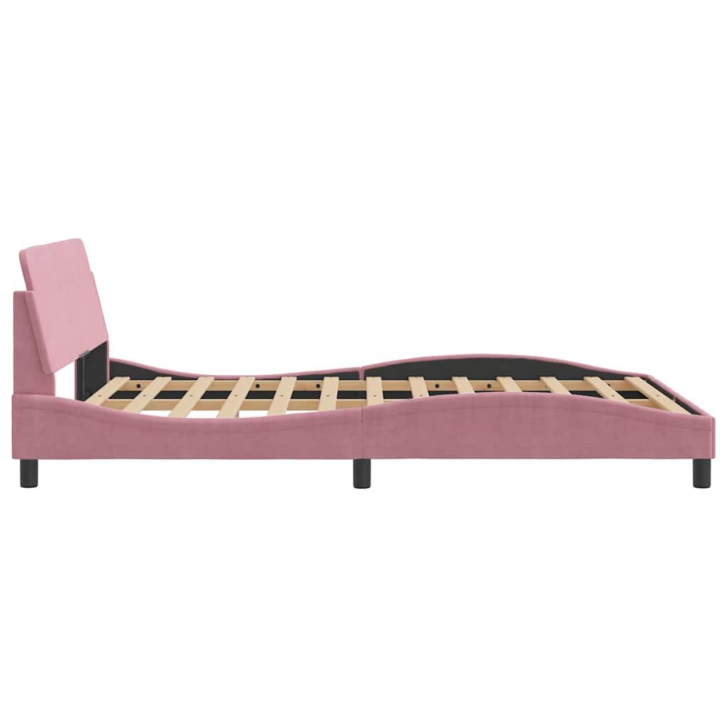 Bed Frame with Headboard Dover Pink 140 x 190 cm Velvet