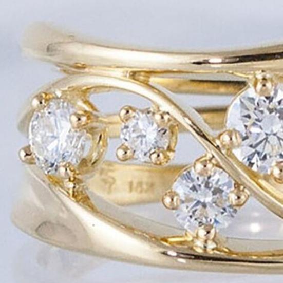 Dámský prsten na prst Dutý Nečernající Liniový Vlnitý Geometrický Prsten s kubickou zirkonií