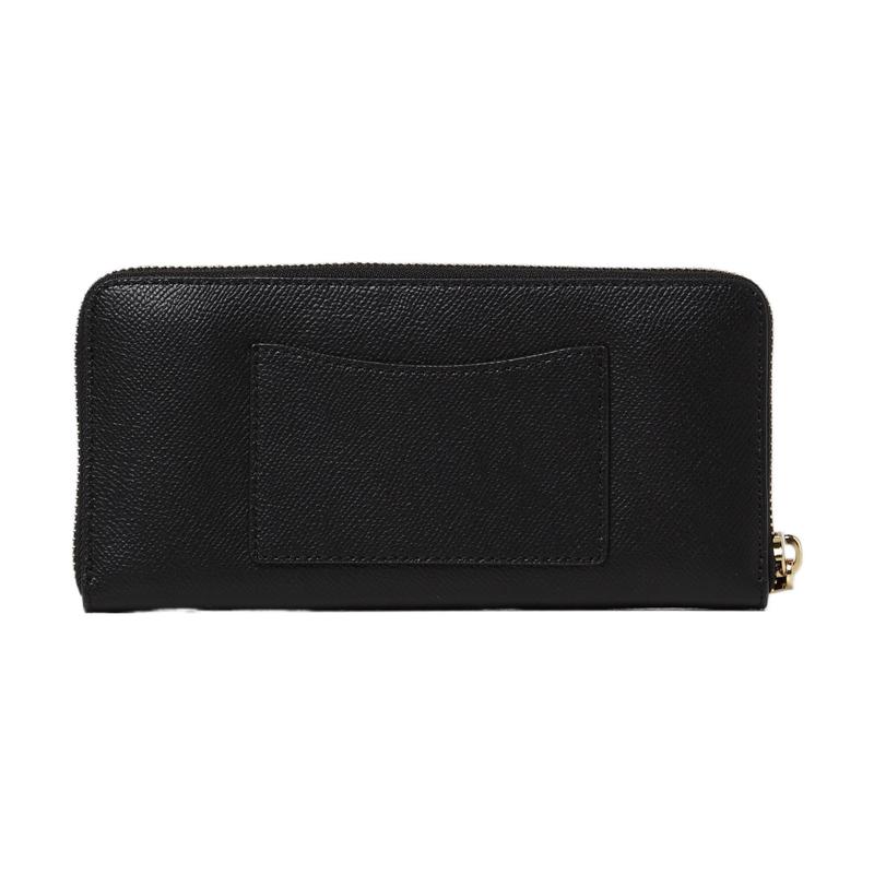 MICHAEL KORS Jet Set Charm Gold Metal Logo Logo Zipper Closure Cowhide Wallet Women's Black