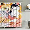 Artistic Shower Curtain Featuring Colorful Cats Snuggling Modern Decor For Bathroom Tiles High-Quality Printing With Vivid Color