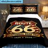 Route 66 3PCS Bedding set,Ideal for 1pc Duvet Cover And 2pcs Pillowcases Perfect for Fan gift,Ideal for Bedroom, Dormitory