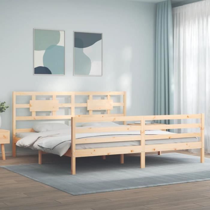 VidaXL Cadre de lit avec tête de lit 200x200 cm bois massif 3194461