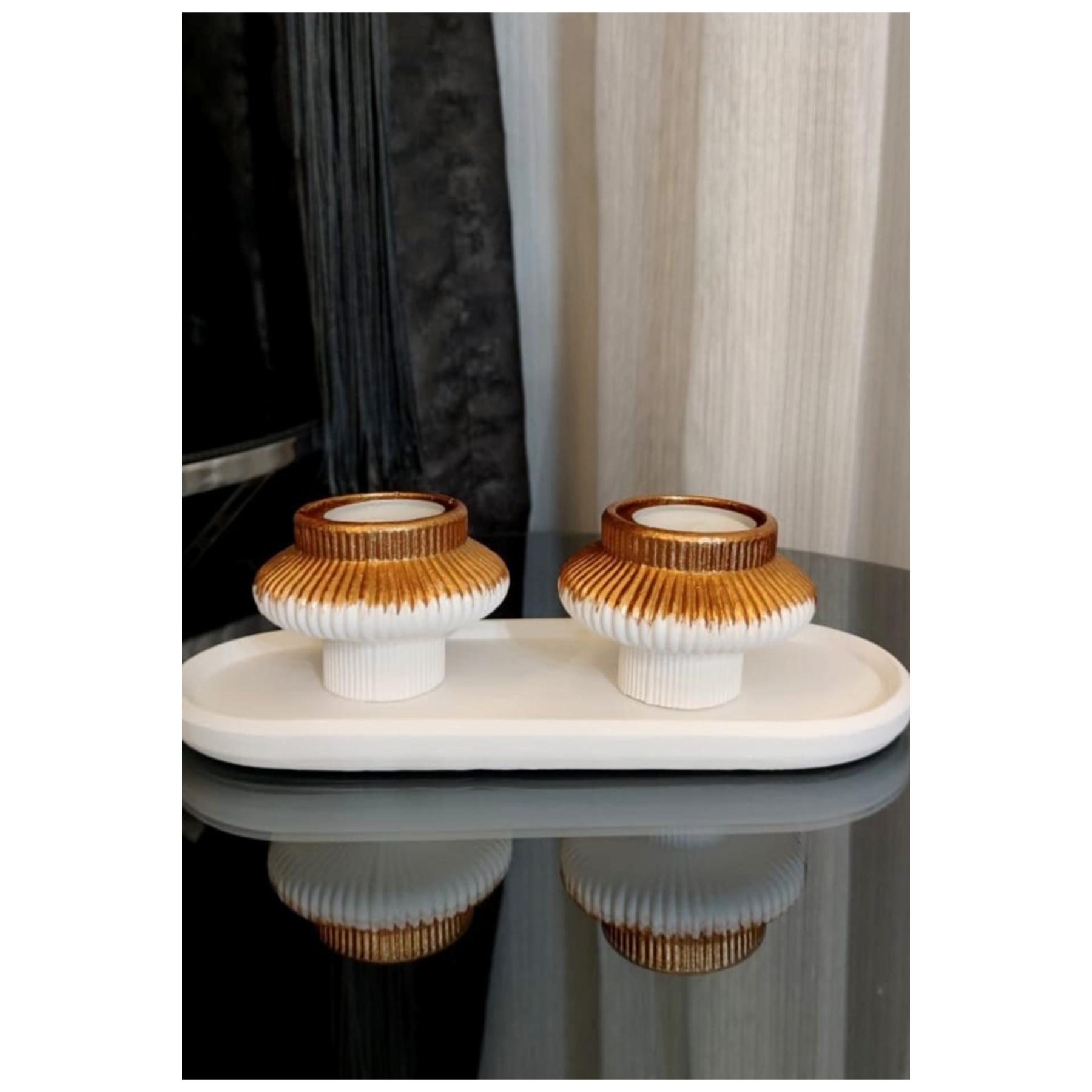 

FLQUE Декоративная овальная тарелка и набор из 2 подсвечников Fiji