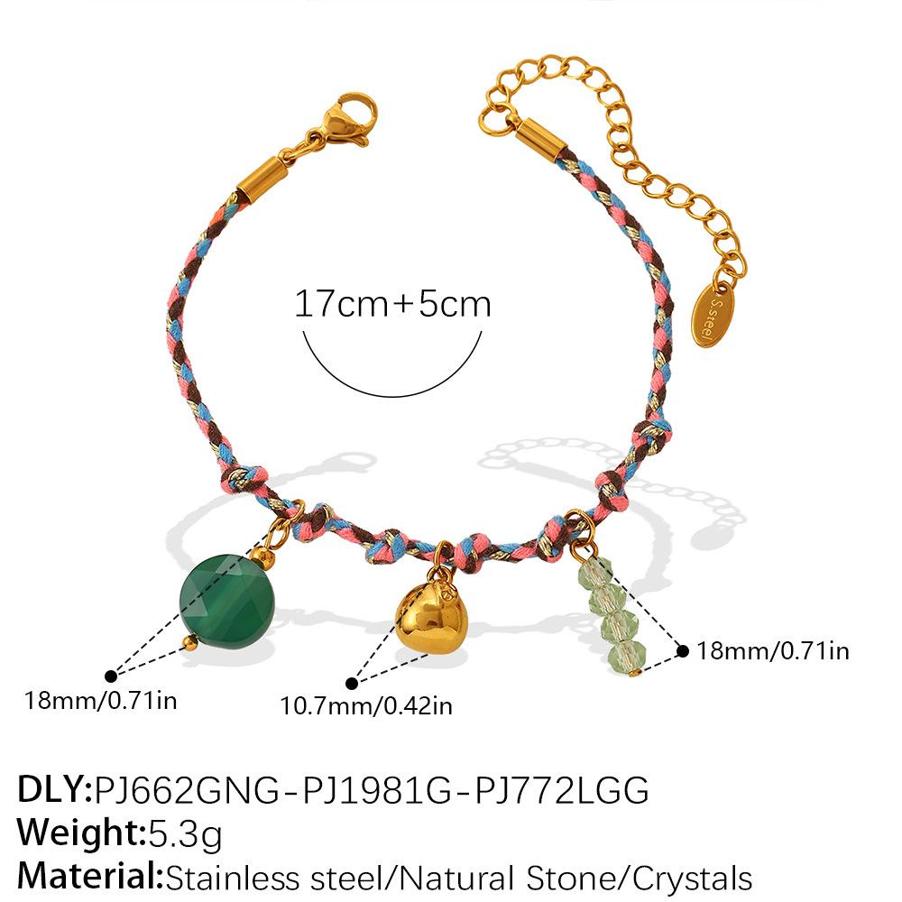 Summer Vacation Wind Dopamine Girl Heart Woven Color Rope Diy Diverse Pendant Bracelet Necklace Jewelry Set