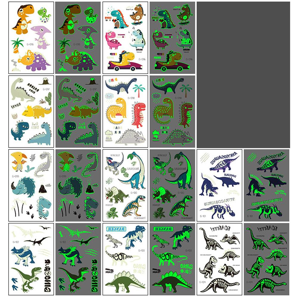 10pcs Luminous Cute Dinosaur Glow Waterproof Temporary Tattoo Stickers Animal Totem Flash Tatto Kids Arm Body Art Fake Tattoos