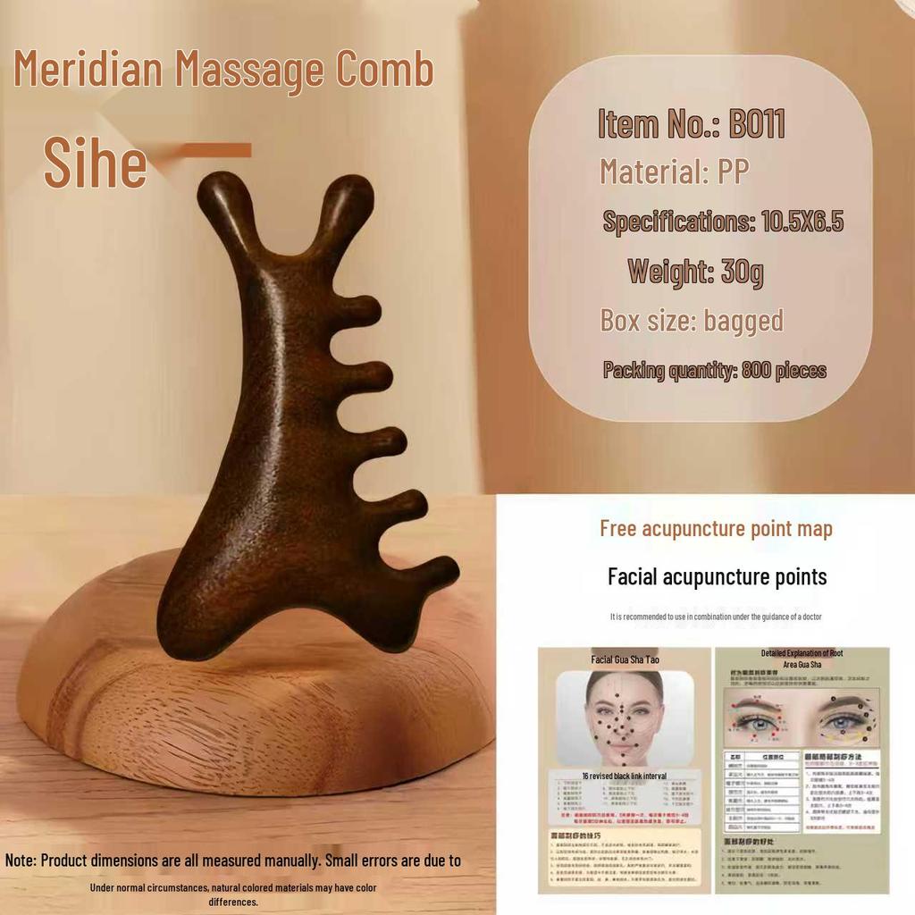 Sandalwood Meridian Massage Comb, Natural Health Wood Comb for Men & Women, Home Acupoint Therapy.