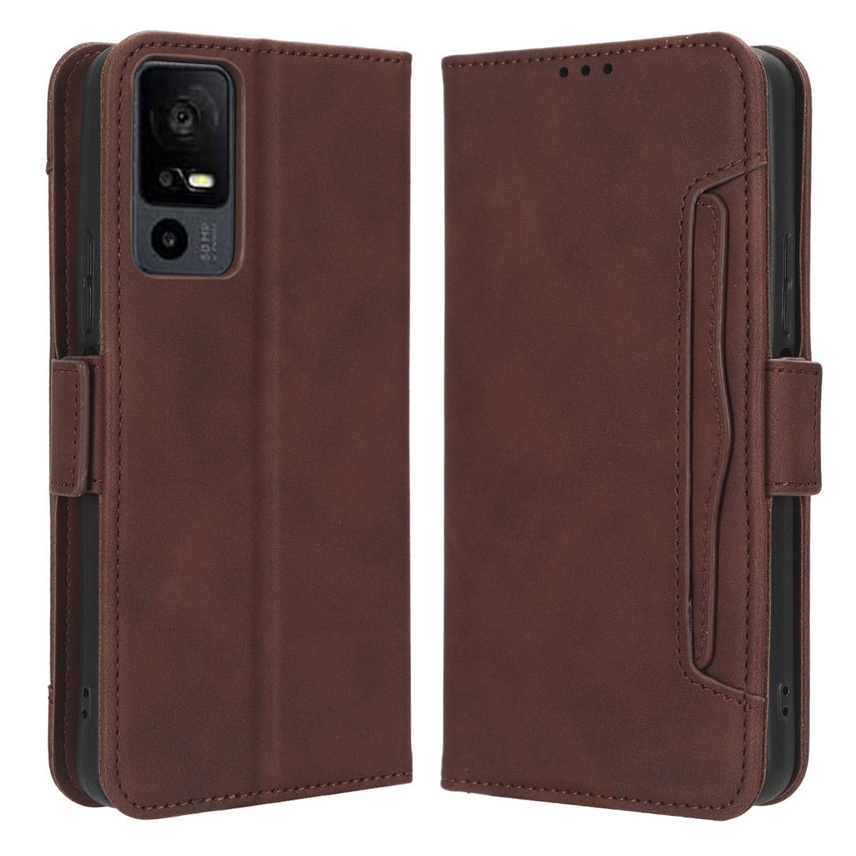 

Для TCL 40 XE/40 X T601D/NxtPaper 5G Чехол для телефона с несколькими слотами для карт Защитная крышка из ПУ кожи с подставкой Кошелек Brown