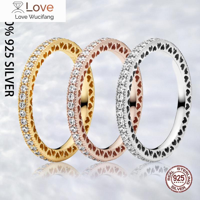 

Подходит оригинальное подлинное серебряное кольцо с блестками и сердечками для женщин, модные роскошные свадебные украшения для вечеринки 9