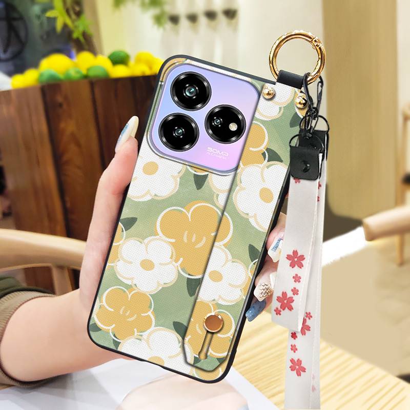 Waterproof Dirt-resistant Phone Case For ZTE Blade V60 Design/Axon 60 Lite Anti-knock Flower Wristband Soft case Lanyard