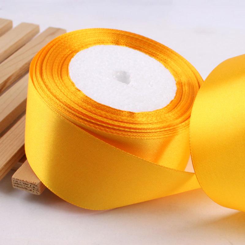 Golden Yellow Silk Ribbon for Gift Wrapping: Colorful, Satin, Woven Flowers, 0.3cm-7.5cm, Perfect for Thanksgiving
