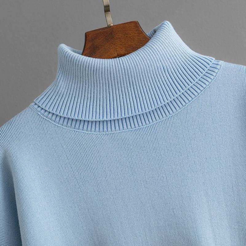 Knitted Set Women's Autumn And Winter Solid Color High Neck Sweater Half Skirt Two Piece Set