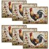 4/6Farmhouse Rooster Placemats Rustic Chicken Imitation Placemat Farm Heat Resistant Dining Place Mats Country Vintage Florals Table Mat