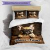 3PC Custom Name French Bulldog Wooden Box Bedding Set Duvet Cover Closure Includes 1 Duvet Cover & 2 Pillowcases for Bedroom
