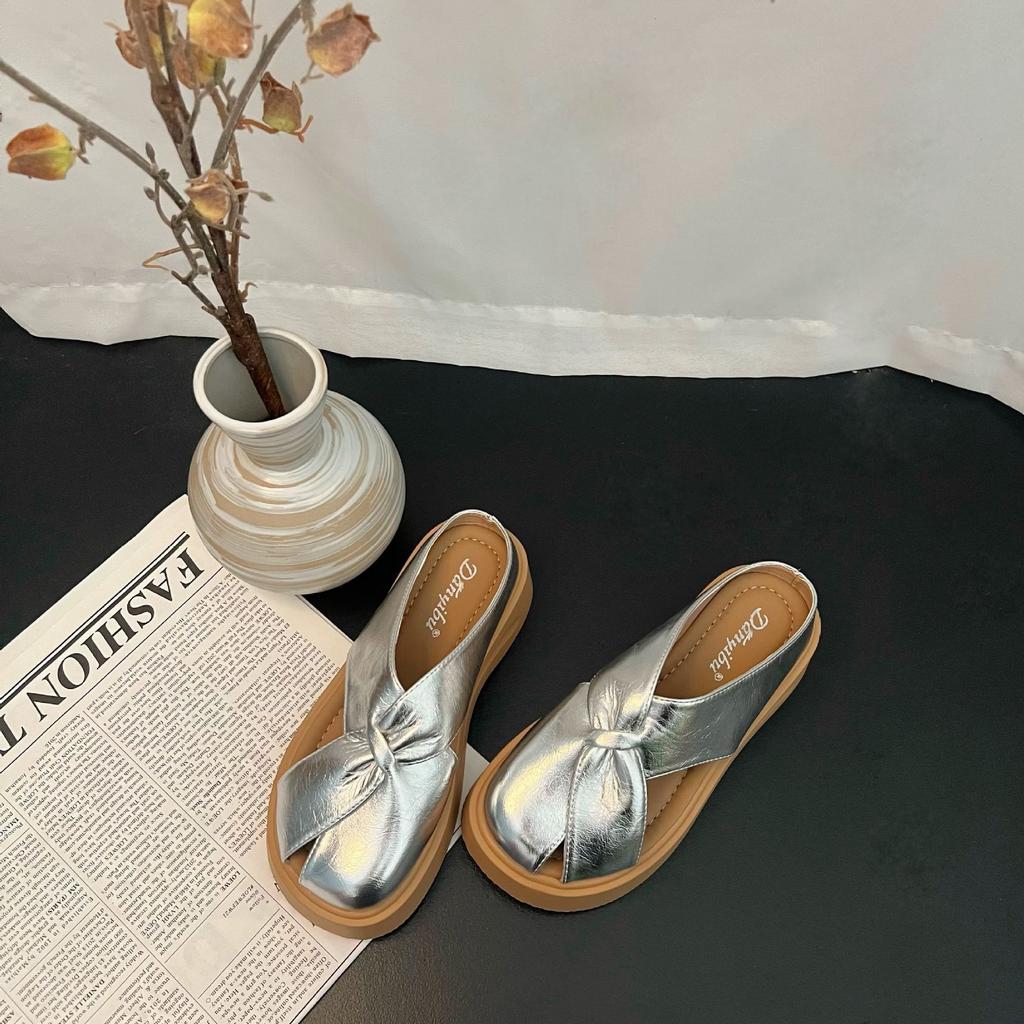 Summer new thick-soled Mary Jane shoes women wear fashionable and versatile casual soft-soled non-slip bag head slippers