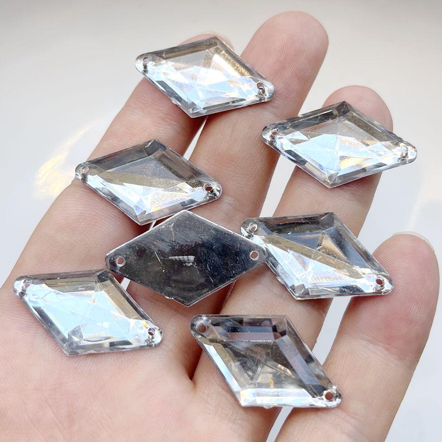 15pcs 18 * 30mm Diamond Shaped Pressure Rhinestone Sewn On Flat Back Crystal for DIY Jewelry Making Decoration Sewing Rhinestone