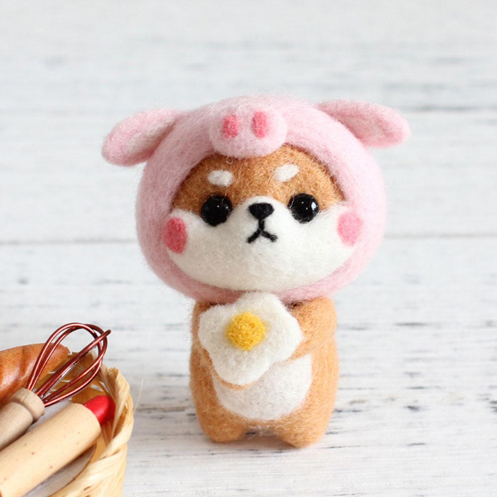 Nadelfilz-Starter-Kit, Tierpuppenform, Basteln, DIY-Handarbeit, Geschenkmaterial, Tasche, Schwein, Shiba Inu