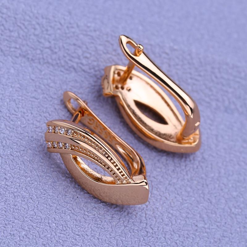 LSOOYH Clip øredobber Rose gull farge mote øredobber for kvinner Sommerfugl Cubic Zirconia hule dråpe øredobber Smykker