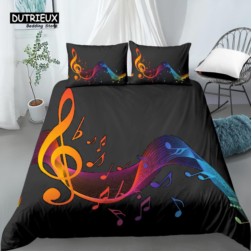Home Living Luxury 3d Colored Notes Bedding Set Duvet Cover Set Pillowcase Kids Bedding Set Queen and King EU/US/AU/UK Size