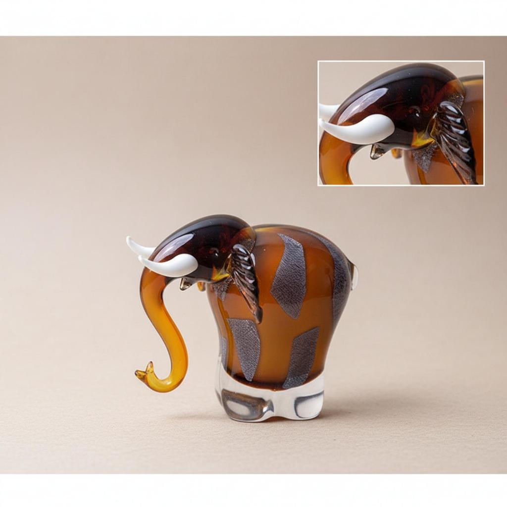 Handmade Elephant Figurine Artisanal Glass Elegant Decor Reflective for