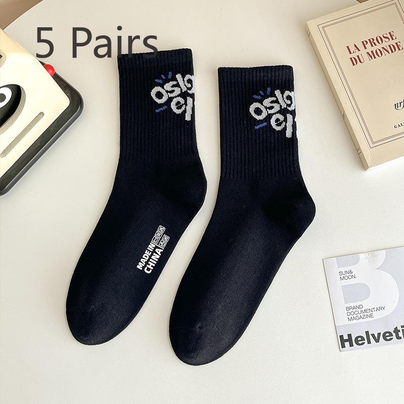 

5 Pairs of Men s Autumn and Winter Basketball Sports Pure Cotton Deodorant Tube Socks 5 Pairs чорний