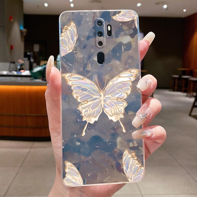 For OPPO A9 (2020) / A5 (2020) Casing Luxury Fashion Butterfly Flowers Clear Soft Silicone Back Cover Oppo A9 A5 2020 Phone Case