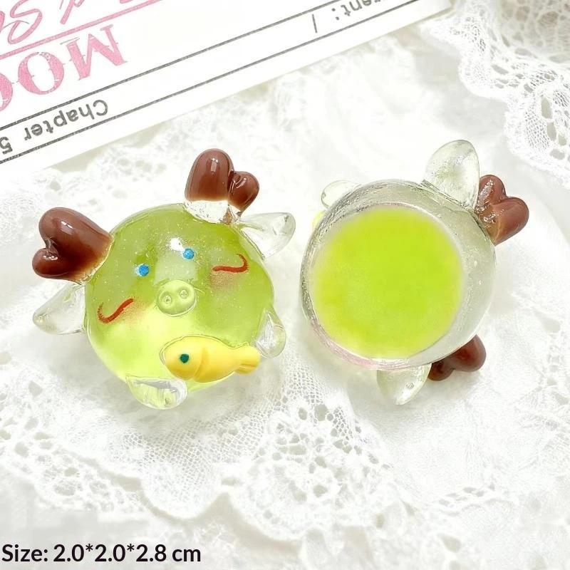 3D Glowing Chinese Zodiac Resin Charms Chubby Cute Cartoon Transparent for DIY Keychain Phone Case Craft Use