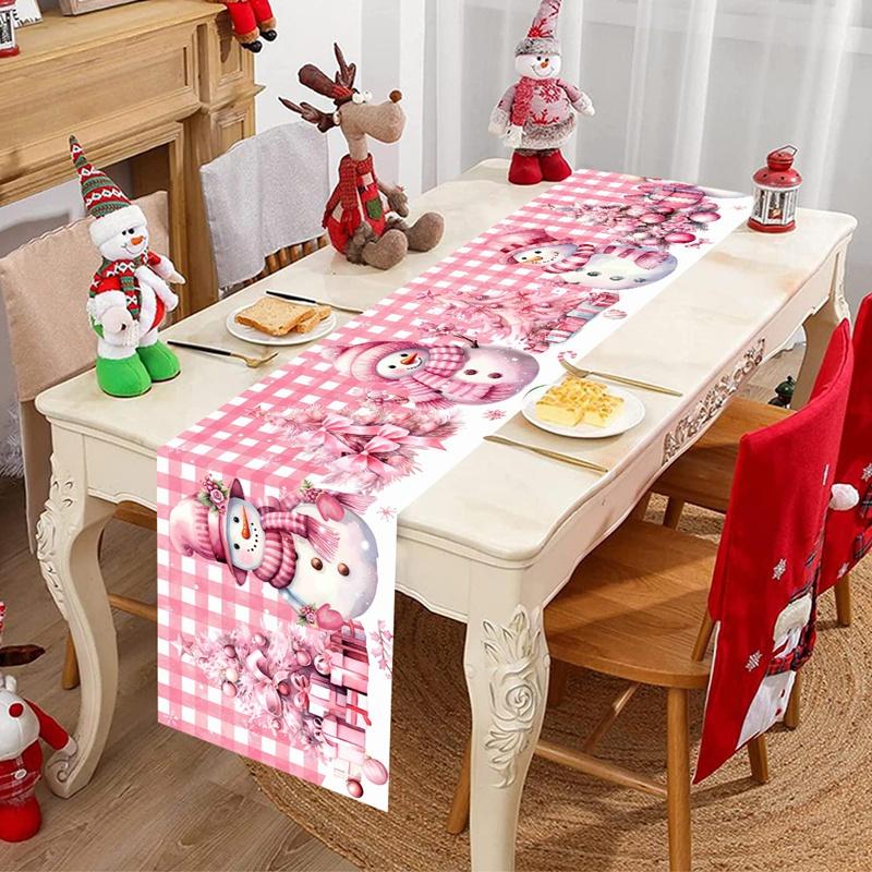 Christmas Table Runner Snowman Tablecloth Christmas Decorations for Home 2026 Navidad Noel Xmas Table Ornaments New Year 2026