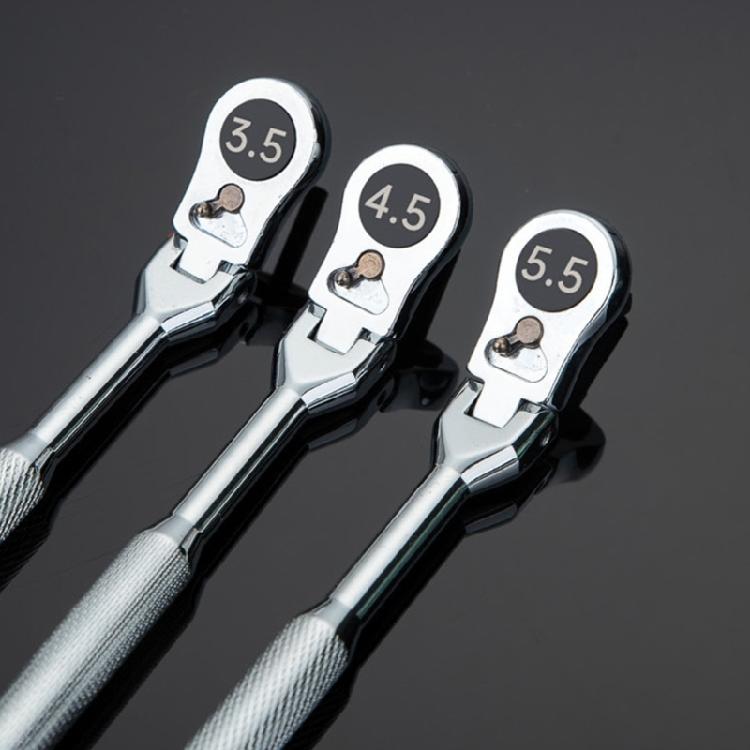 2 in 1 Flexible Head Wrench Steel Industrial Ratcheting Wrench Polishing Flexible Head Ratchet Combination Wrench