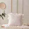 Solid Color Velvet Pillow Covers Minimalist Lace Trim Cushion Cases Elegant Ruffled Throw Pillowcase Plush Sofa Cushion Covers