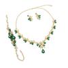 Teardrop Crystal Jewelry Set Rhinestone Matching Kit Chic Pendant Necklace  Date