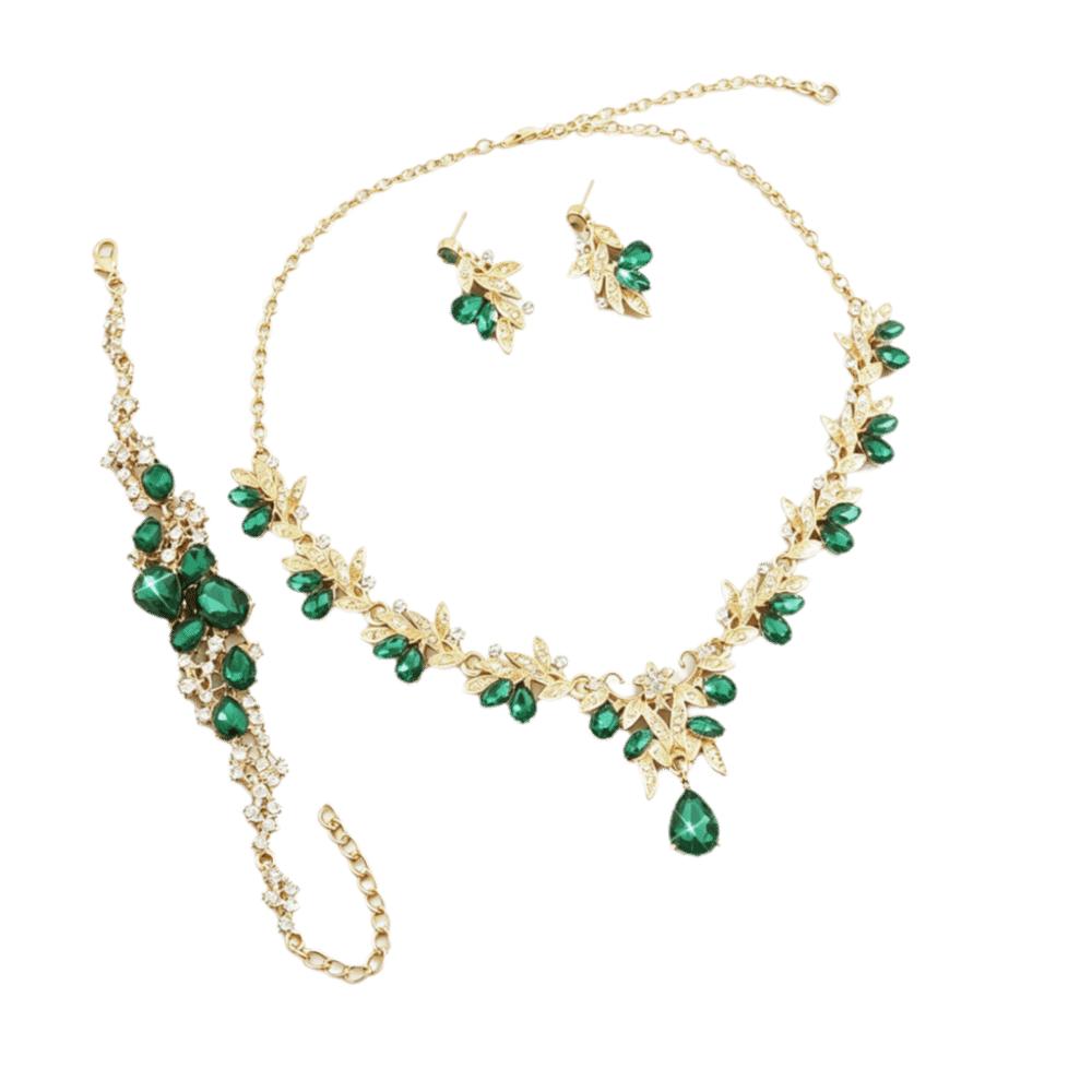 Teardrop Crystal Jewelry Set Rhinestone Matching Kit Chic Pendant Necklace Date
