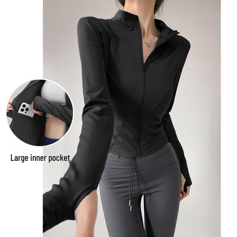 Women's Quick-Dry Yoga Jacket - Long Sleeve, Zipper, UV Protection Fitness Cardigan