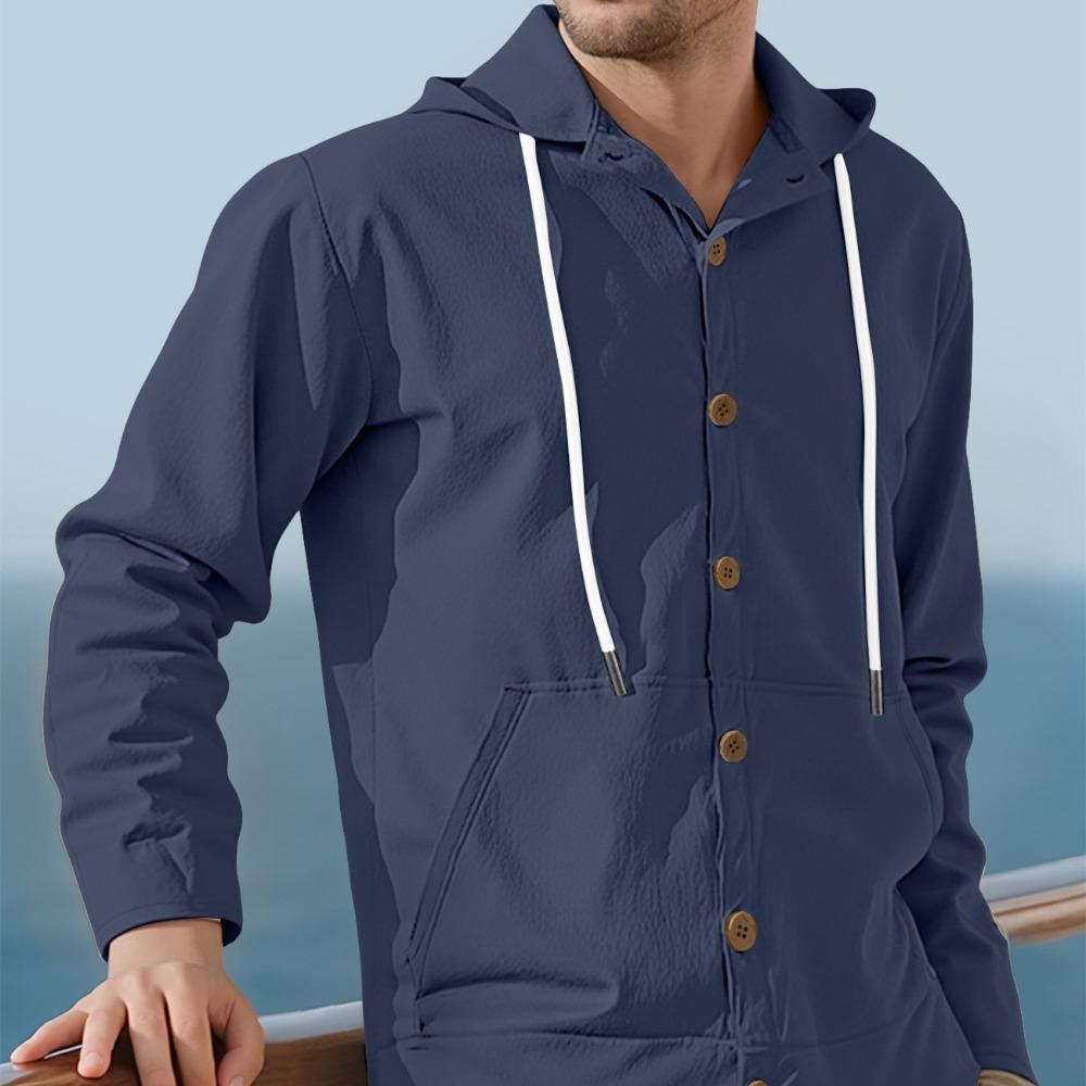 Men's Hoodie Linen Vintage Spring and Autumn Shirt Casual Loose Long Sleeved Clothes High Quality Trendy Men's Clothing