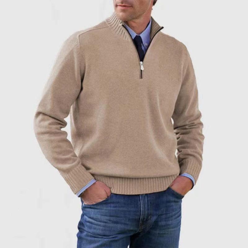 Autumn/Winter Men'S Plus-Size Knit Top, Zip-Up Knit Shirt, Warm Base Layer, Sweater For Men
